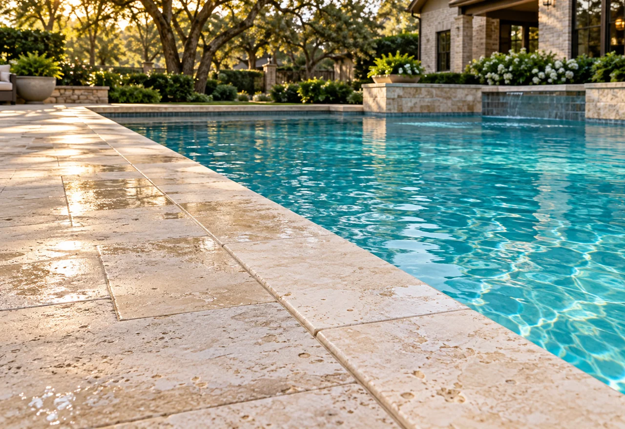 Illustration of a clean pool deck and coping